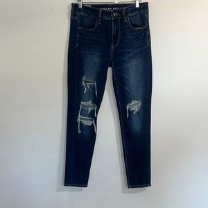 American Eagle Outfitters Dark Blue Distressed Jeggings
